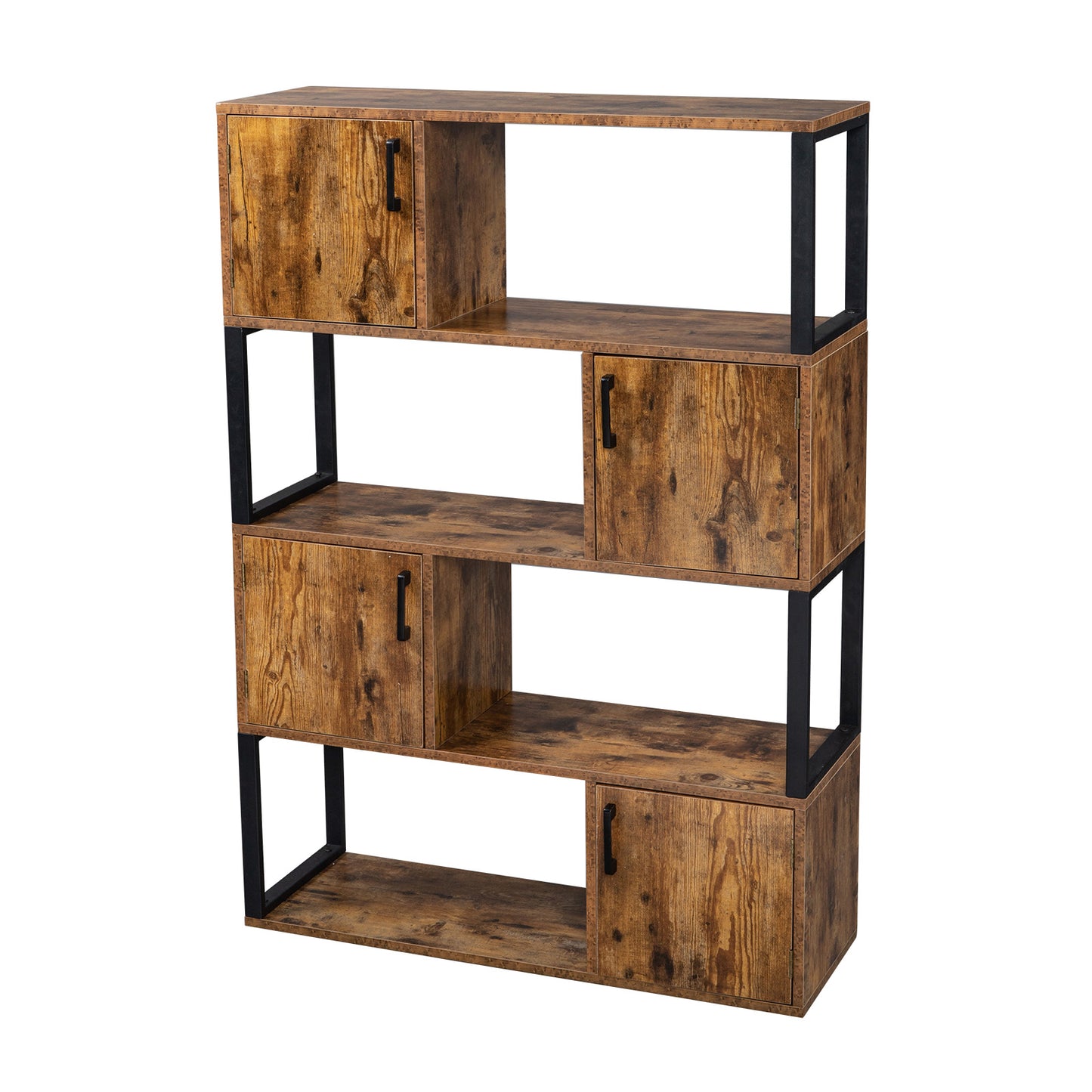 4 Tier Bookshelf with cubbies in Vintage Brown