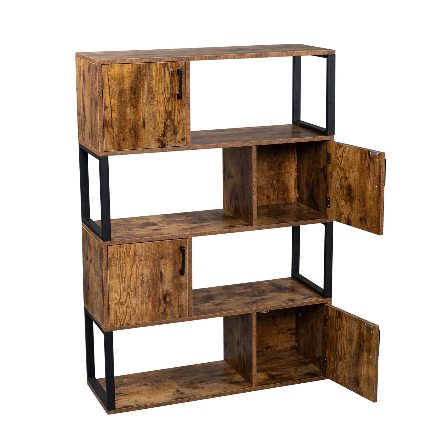 4 Tier Bookshelf with cubbies in Vintage Brown